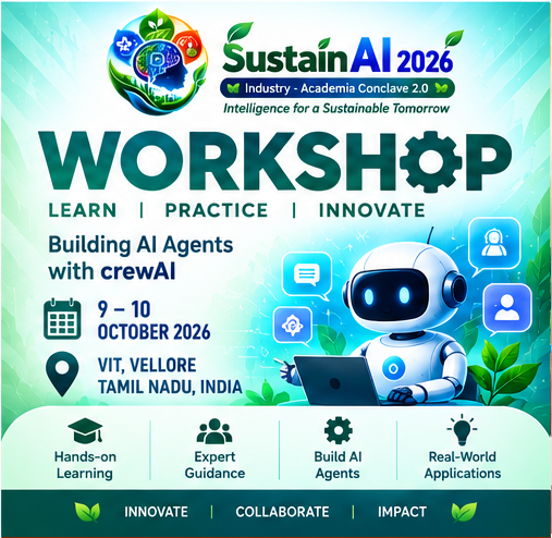 SustainAI 2026 Building AI Agents with crewAI workshop brochure