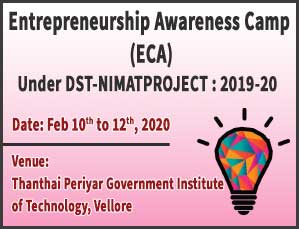 Entrepreneurship Awareness Camp (ECA) Under DST-NIMATPROJECT