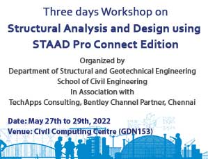 Three days Workshop on Structural Analysis and Design using STAAD Pro Connect Edition