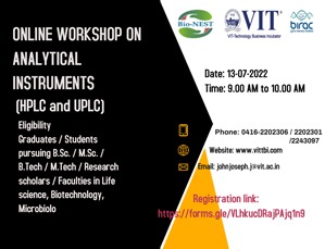 ONLINE WORKSHOP ON ANALYTICAL INSTRUMENTS (HPLC and UPLC) JULY 2022