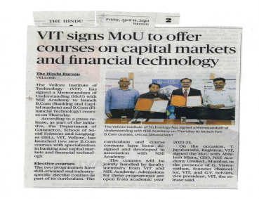 VIT Signs MoU With NSE Academy