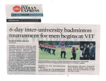 South Zone Inter-University Badminton Tournament for Men at VIT
