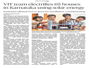 VIT Team Electrifies 65 houses in Karnataka using Solar Energy