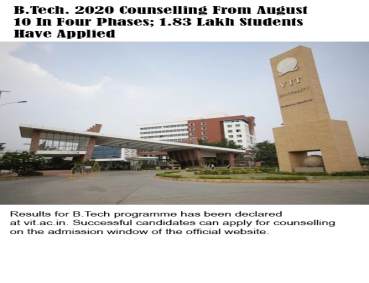 B.Tech. Admissions 2020 counselling from August 10 in four phases