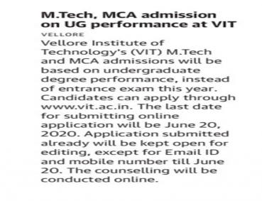 M.Tech & MCA Admissions