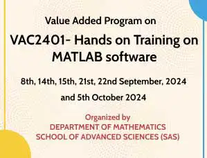 Value Added Program on VAC2401- Hands on Training on MATLAB software