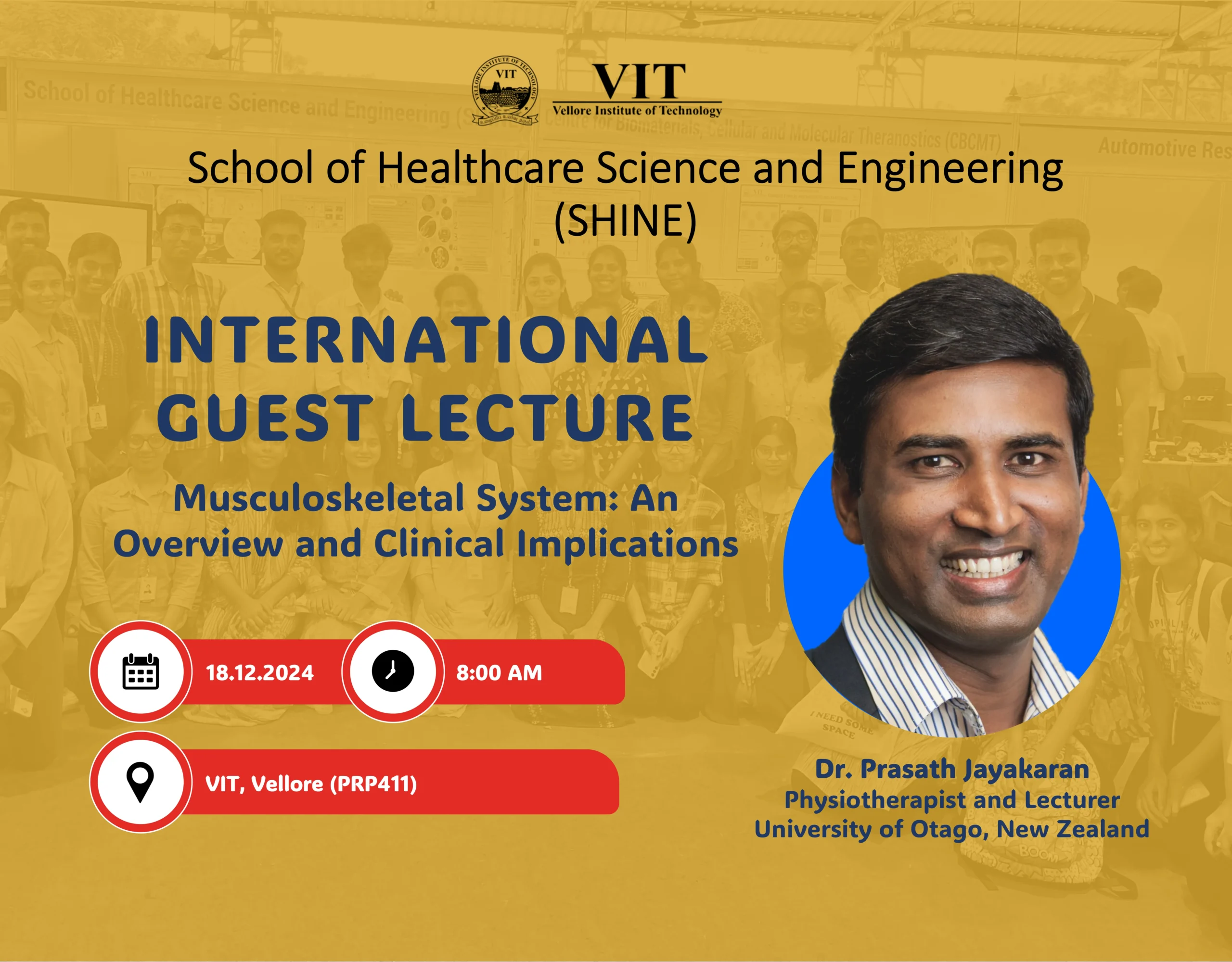 International Guest Lecture by Dr. Prasath Jayakaran on Musculoskeletal System