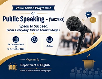Value Added Programme on Public Speaking – (VAC2363) Speak to Succeed: From Everyday Talk to Formal Stages